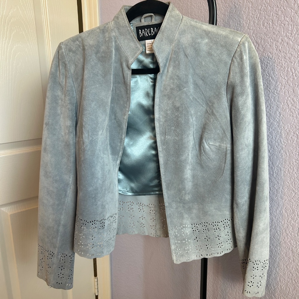 BARBAC Baby Blue Suede Jacket